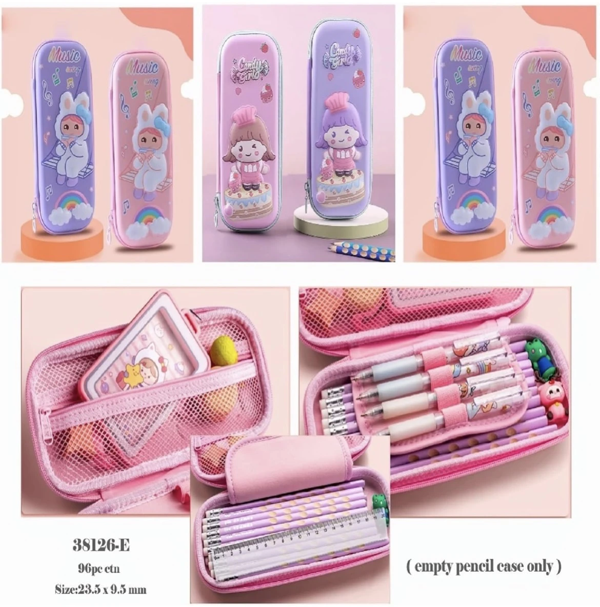 3D PENCIL POUCH5 3D hardcase Pencil Pouches - 6 designs - Image 1