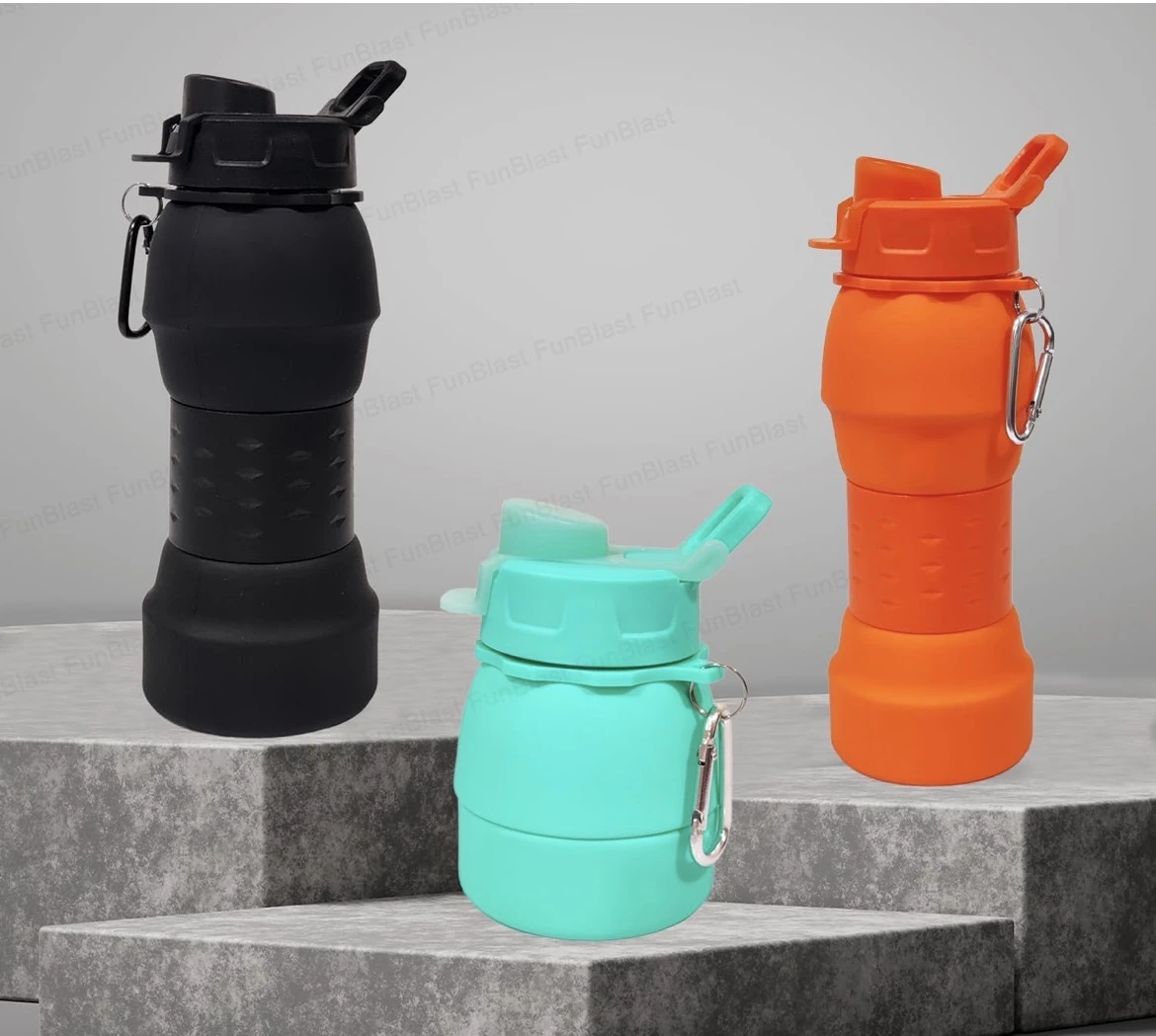 SILICON BOTTLE16 Silicon Spring-Sip folding Bottle - 3 colours - Image 1