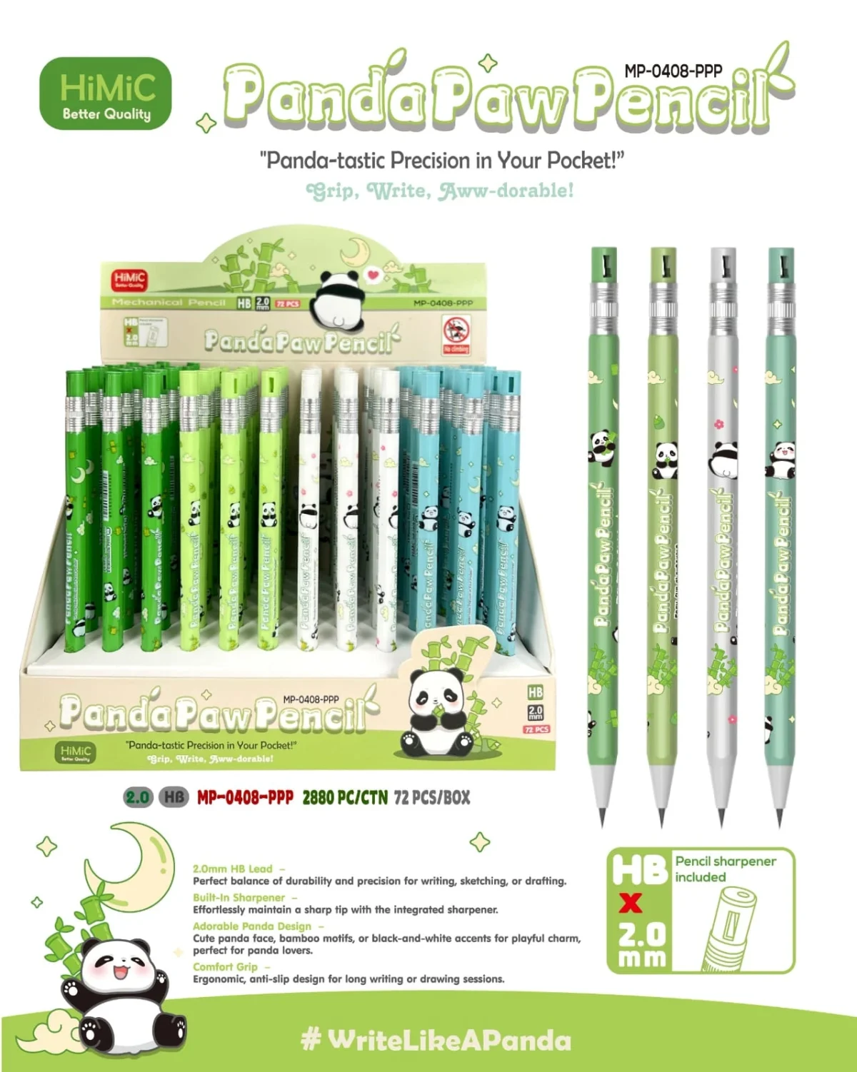Panda Mechanical Pencil with In-built Sharpener - Set of 5 - Image 10