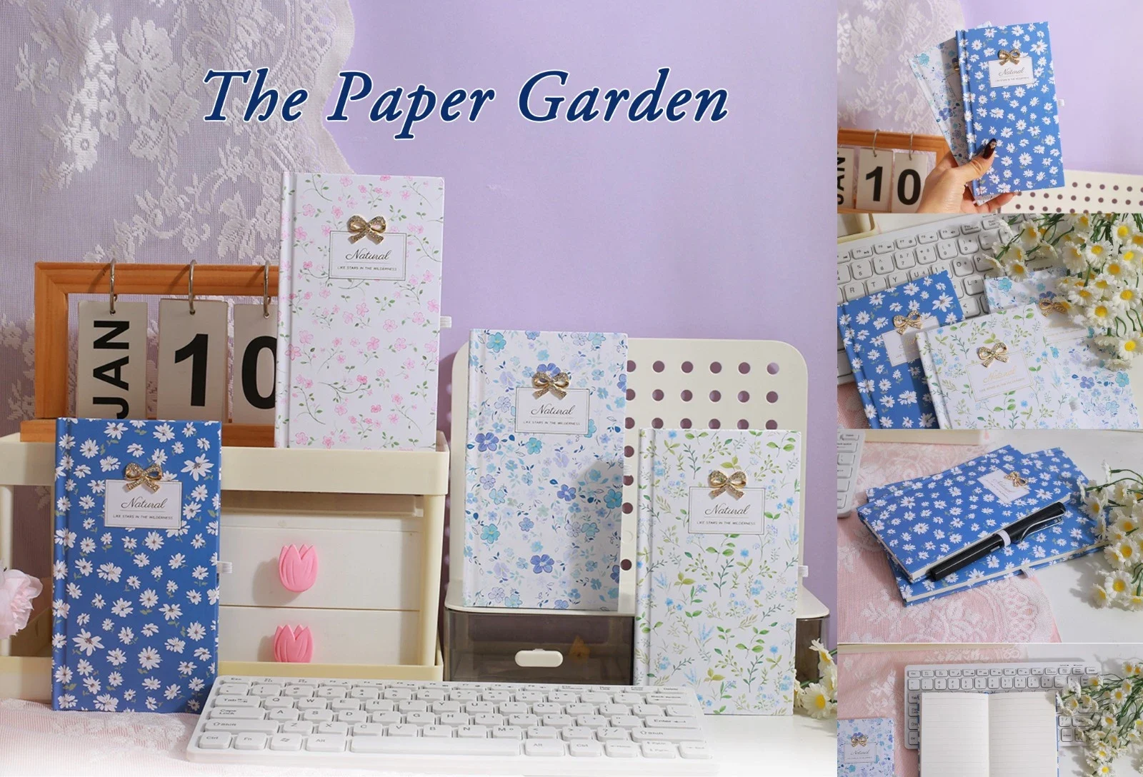 BOW DIARY Floral Bow Diary's - 4 colours - Image 1