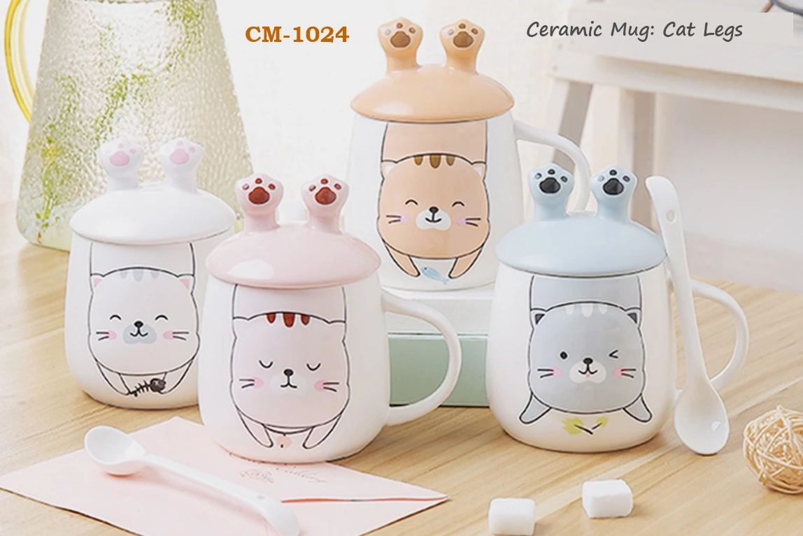 CAT MUGS Cat Legs Mugs - 4 colours - Image 1