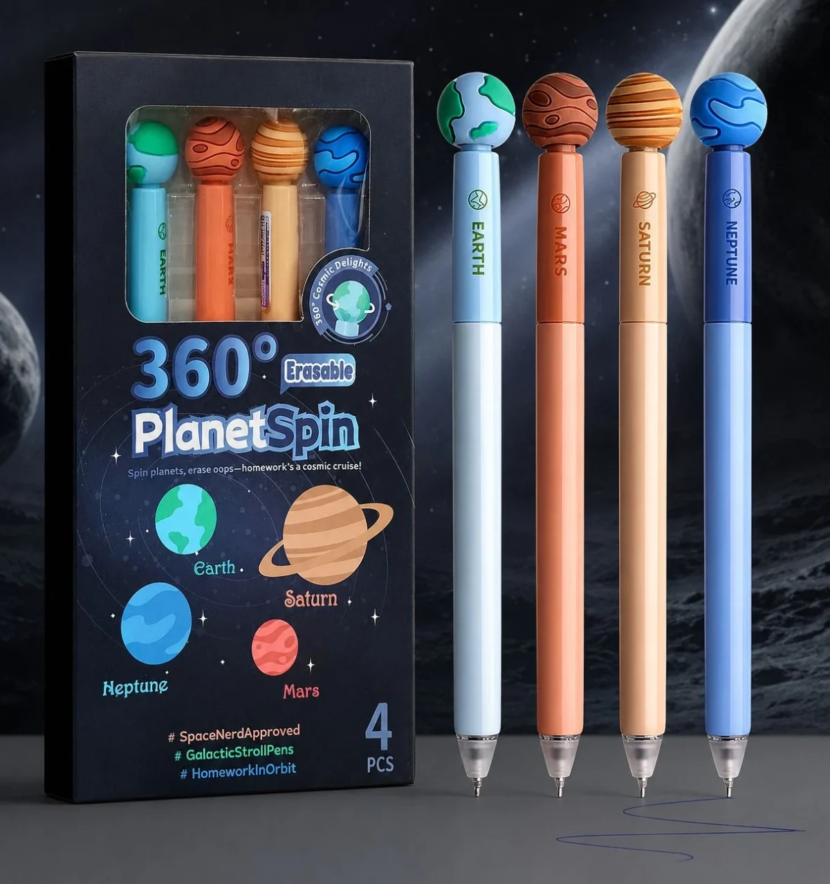 Planet Spin Erasable Pens - set of 4 pens - Image 2