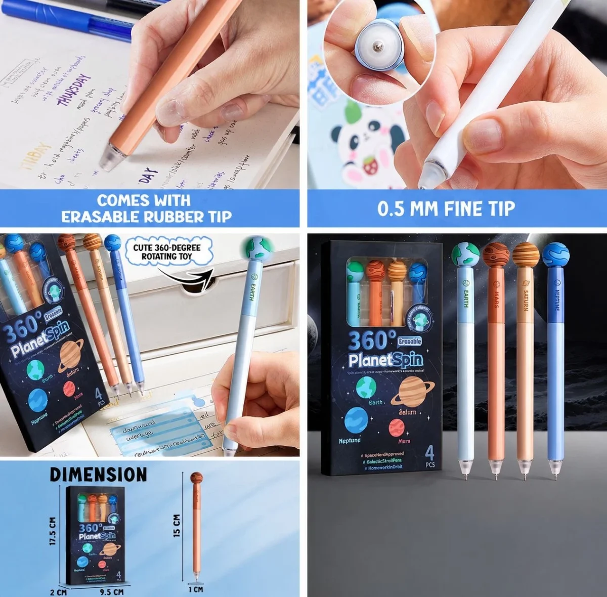 Planet Spin Erasable Pens - set of 4 pens - Image 4